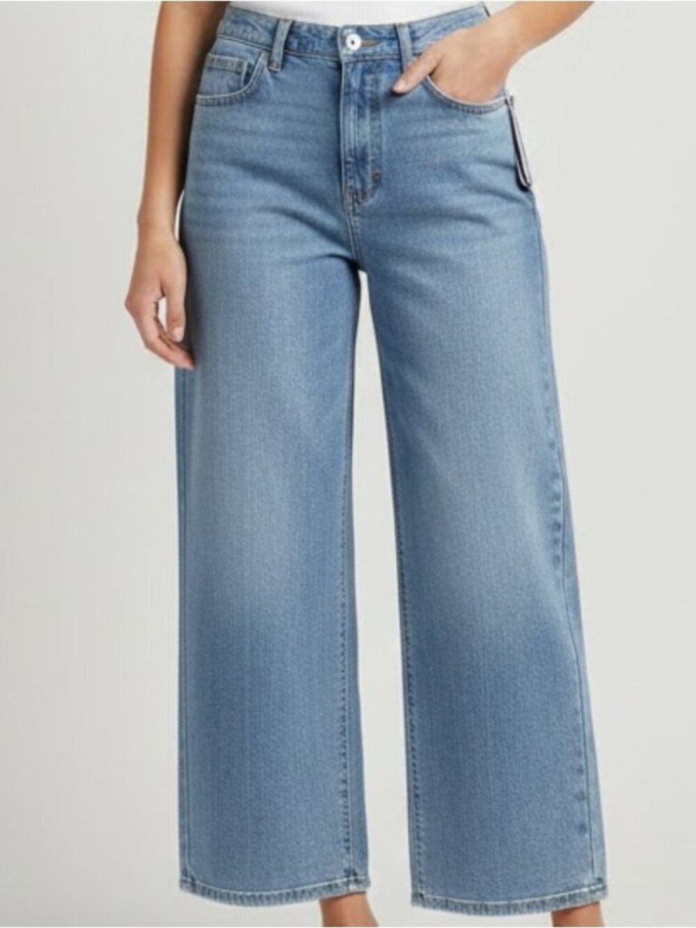Scoop Women's Boyfriend Jeans Size 10 Medium Wash Slouchy Wide-Leg Cotton NWT